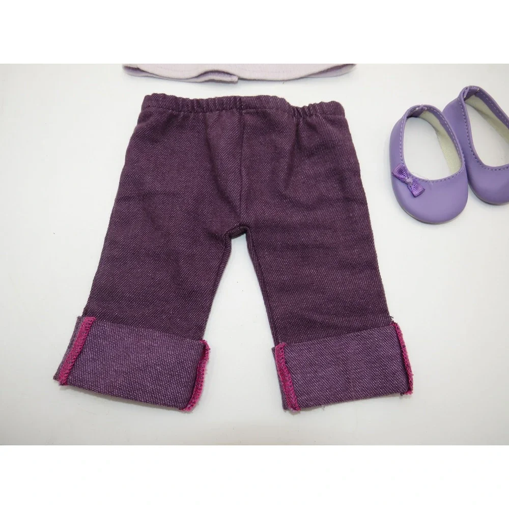American Girl Real Strong Kind Butterfly Outfit Shirt Pants Shoes Purple